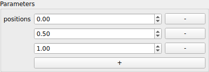 Three rows of positions, each with a remove button, and a button adding one